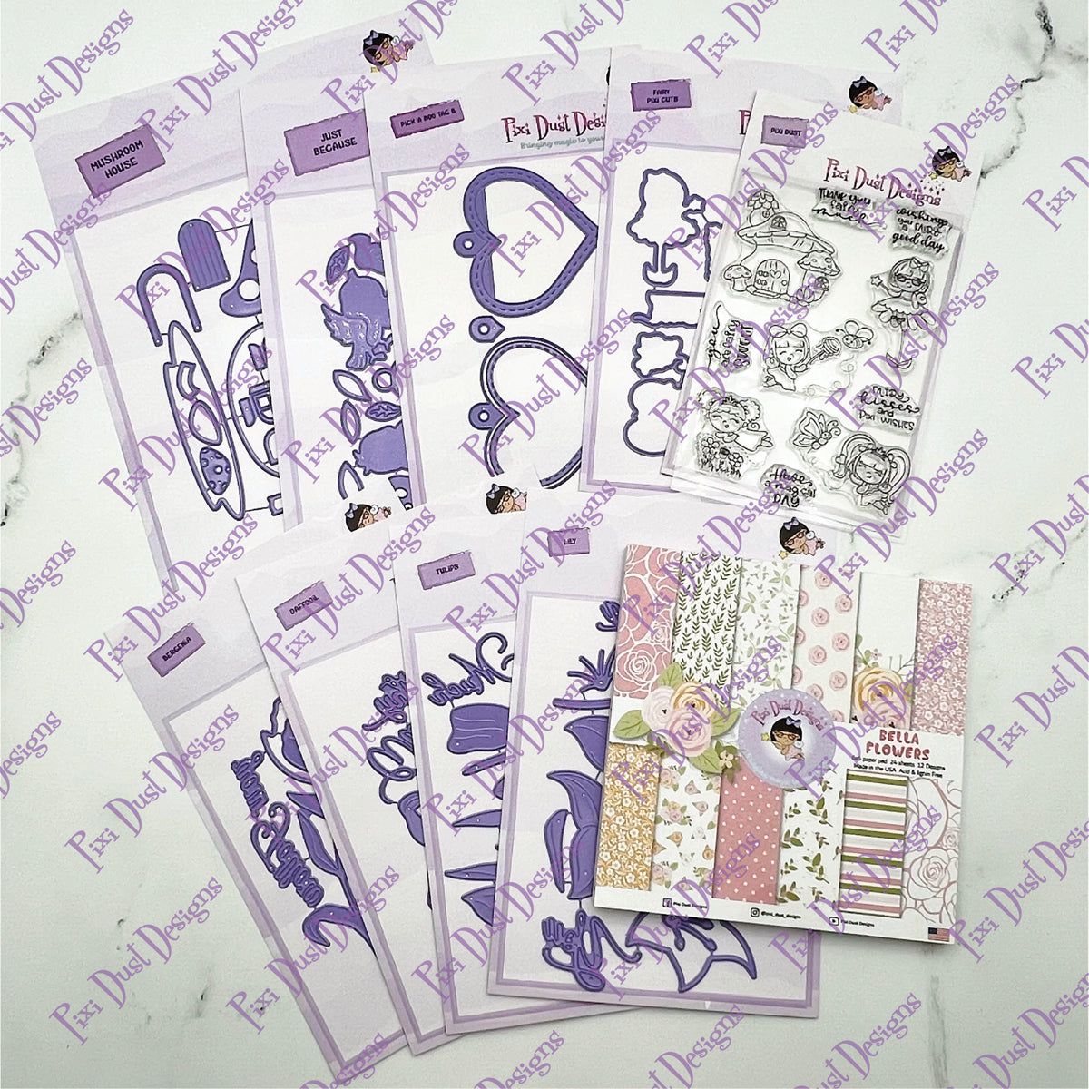 May Mega Bundle All Release Dies Stamps and Pixi Cuts 6x6 paper pad
