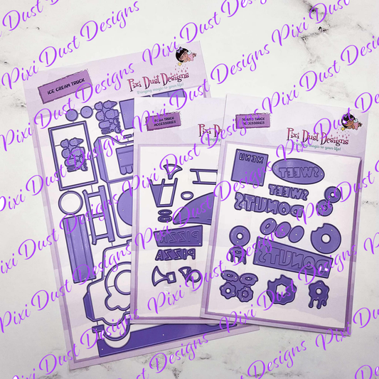 Pizza Truck Accessories, Ice cream Truck, Donuts Truck Accessories Die Set Bundle